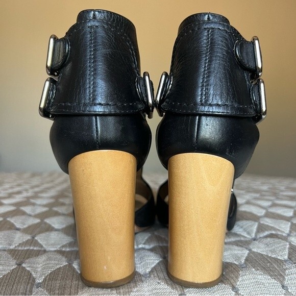 Laurence Dacade Rush Cutout Leather Sandals w/ Wood Block Heel Size EU 36.5 US 6 - Picture 9 of 14